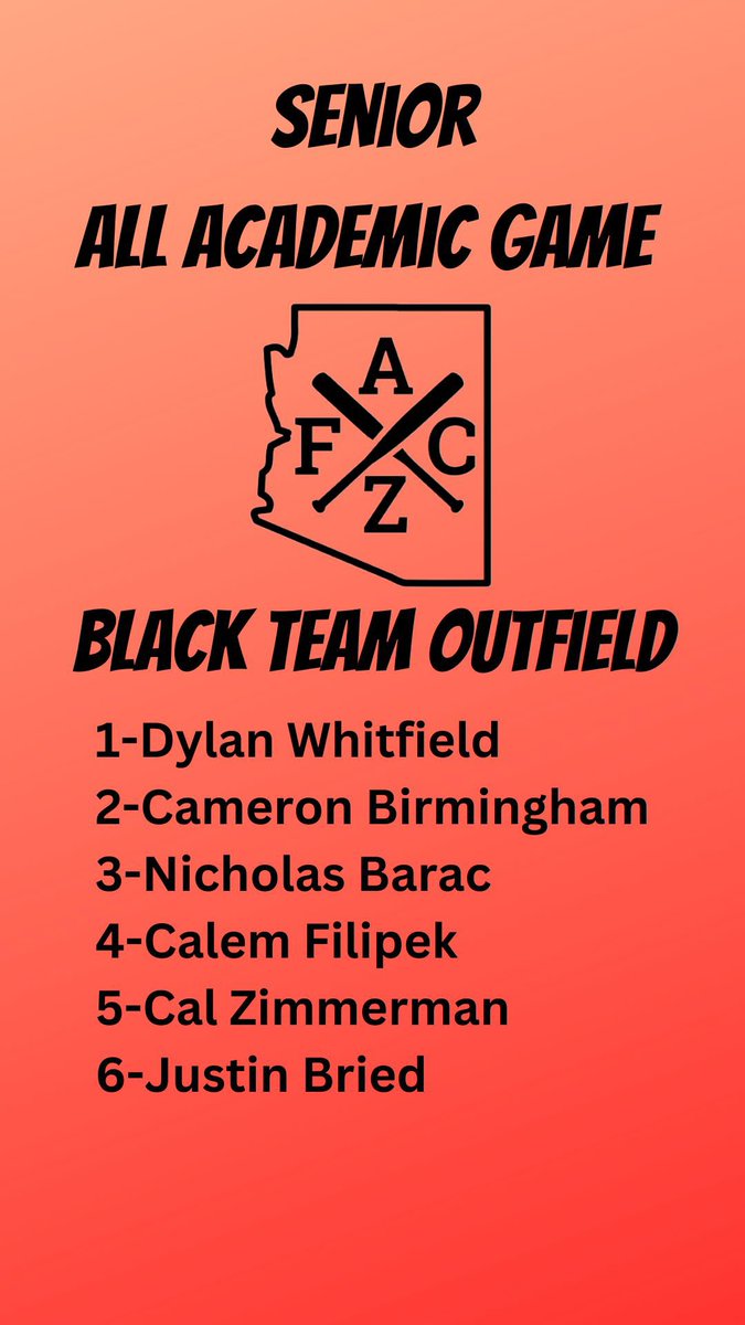 AZFallClassic's tweet photo. The 2023 SR All Academic Game rosters are set!! 

Black Team Selections https://t.co/p2vjuztIhG