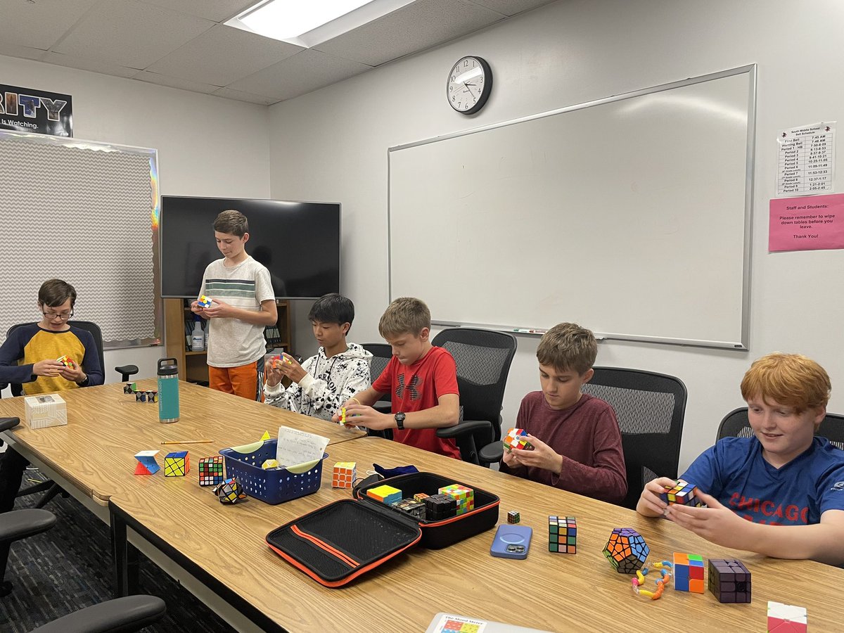 Rubik's Cube Club in action...racing against each other to solve a 3x3. 
<a href="/AHSD25South/">South Middle School</a> #southlearns