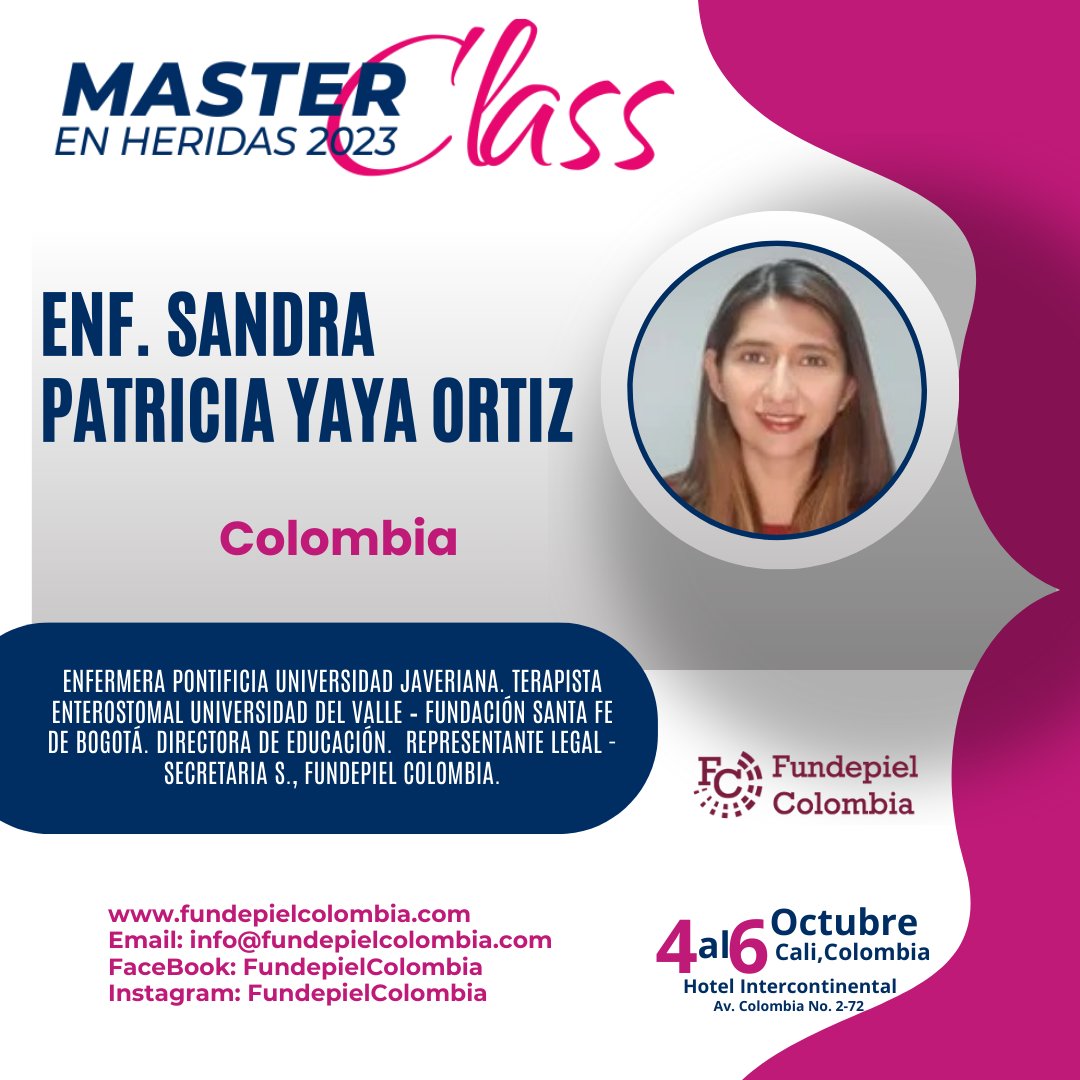 FundepielCol's tweet photo. Conoce más de los expertos que compartirán su conocimiento en el Master Class en Heridas 2023.
4, 5 y 6 de octubre, Cali, Hotel Intercontinental.
https://t.co/ZhUsvPZhjg
#masterclassenheridas2023
#heridas #heridascomplejas #salud #saludybienestar #enfermeras #enfermeria #medicina https://t.co/XGO9E968NA