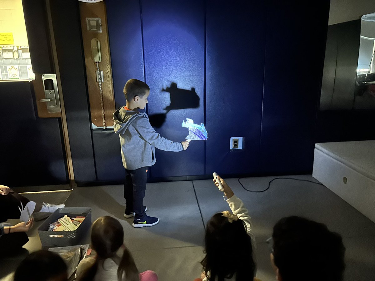 MsLee_123's tweet photo. In STEM we continued our investigation about light 🔦we made shadow puppets and learned about how opaque paper makes better shadows. We learned new vocabulary words through #TPR and got to travel to a darker room to make better shadows! Thanks Ms. Serio! https://t.co/h7FWCLrDkV