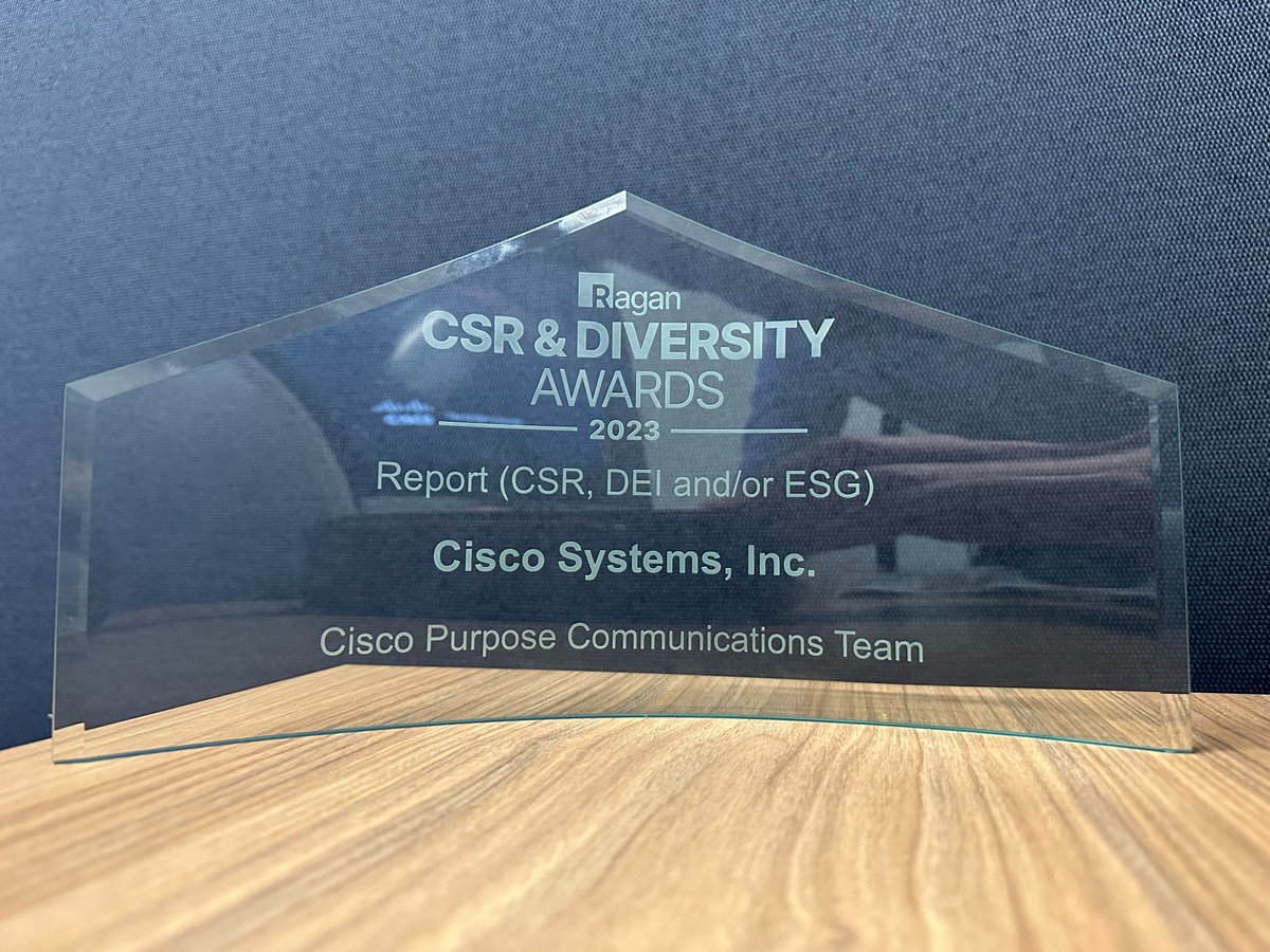 Thank you @RaganComms for recognizing our 2022 @Cisco Purpose Report at your CSR & Diversity Awards! A lot has changed since our first Corporate Citizenship Report in 2005, but every year we continue to recognize the power of our purpose. Congrats Cisco team! #WeAreCisco