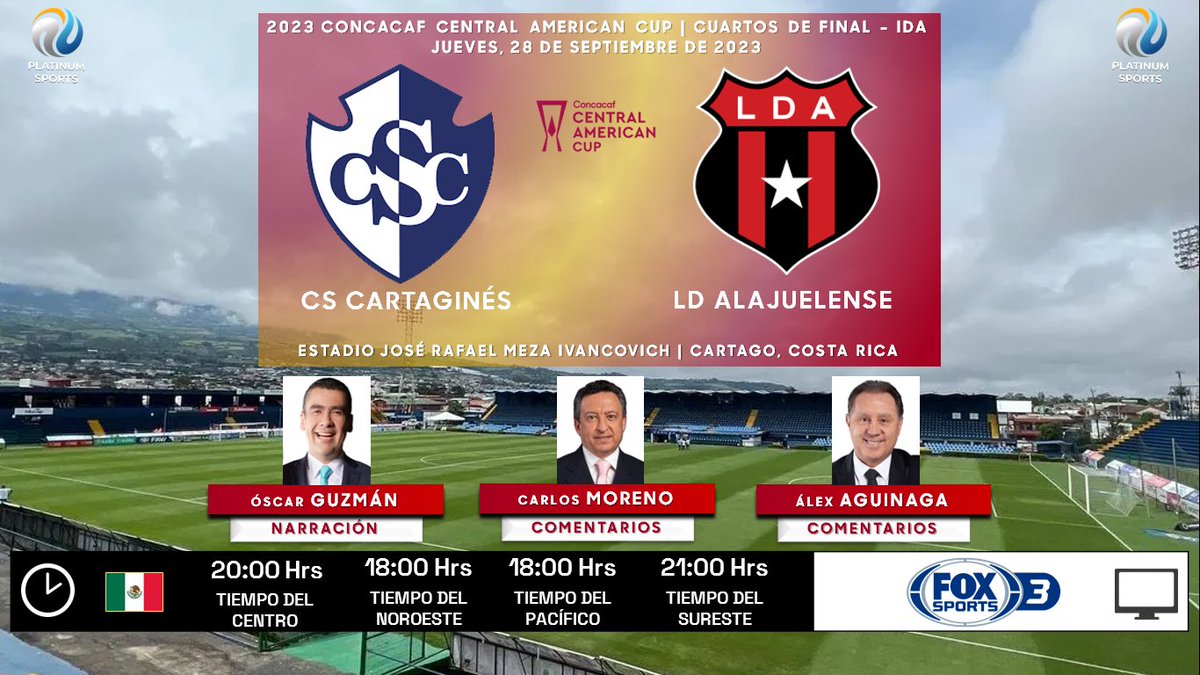 ramonovic09's tweet photo. #ConcacafCentralAmericanCup #CuartosFinal Ida | @Cartagines 🆚 @ldacr
🇨🇷 #Cartaginés 🇨🇷 #Alajuelense
🗓️ Hoy
🇲🇽 ⏰ 20:00 Hrs TC, 19:00 Hrs TP
📺 @FOXSportsMX 3
📱💻 @PrimeVideoMX
🎤 @guzmanjuegue
🎤📝 @carlosmoreno_w
🎤📝 @dtAlex_Aguinaga
🤳🏼 #CCCxFSMX #CSCLDA https://t.co/UC2xtBIi4J