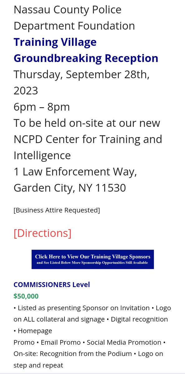 protest_nyc's tweet image. In Nassau County, Long Island, officials broke ground today on a police 'training village.' 

There's also a reception tonight in its honor, which the Nassau County Police Department Foundation was selling tickets for at $250/each and up.
