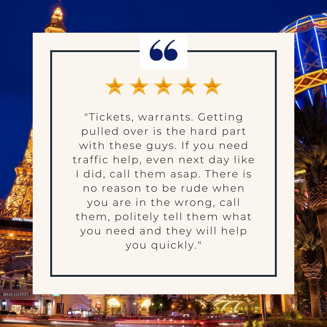 Awesome review we received recently! We truly appreciate when our clients take the time to talk about their experience with us. Our positive reviews are a great value to those looking to hire us!
#LasVegasLawyers #LegalExpertsLV #TrafficTicketLawyers #ClientReview