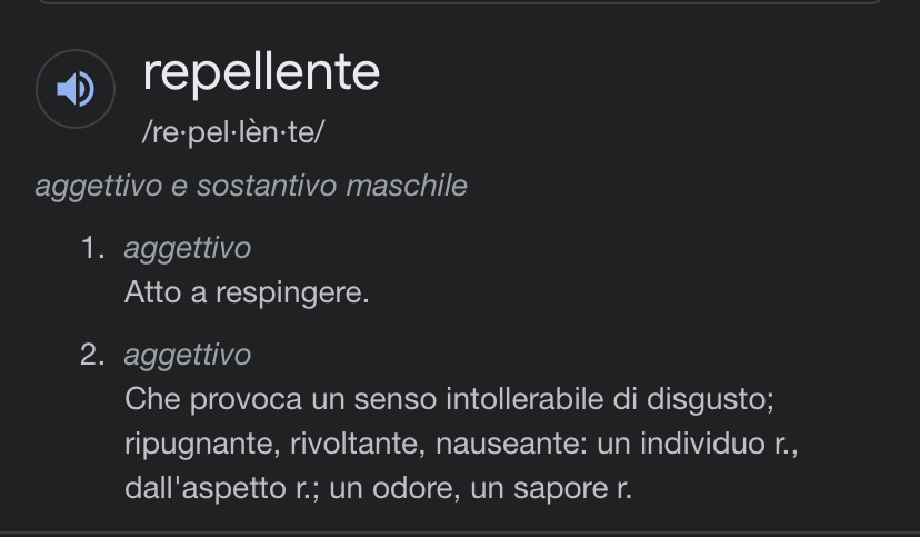 NoemiFasc's tweet photo. @50shadesofabw Lei insulta in modo intelligente, è più sottile, ma fa lo stesso. Ma comunque repellente non mi sembra sta parolaccia o sto insulto. https://t.co/XJV5yA510q