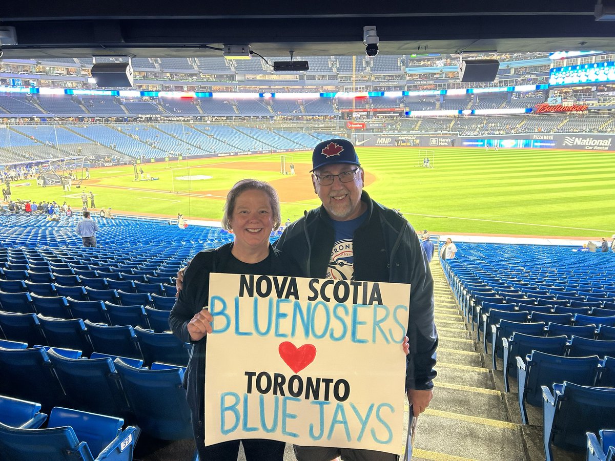 amyspurrell's tweet photo. @SNETCampbell @SNKenReid @ArashMadani @Sportsnet My Bluenoser parents are excited to be in TO to cheer on the @BlueJays ⚾️❤️🐦 #novascotia #bluenoser #torontobluejays https://t.co/zbD1eASLCh
