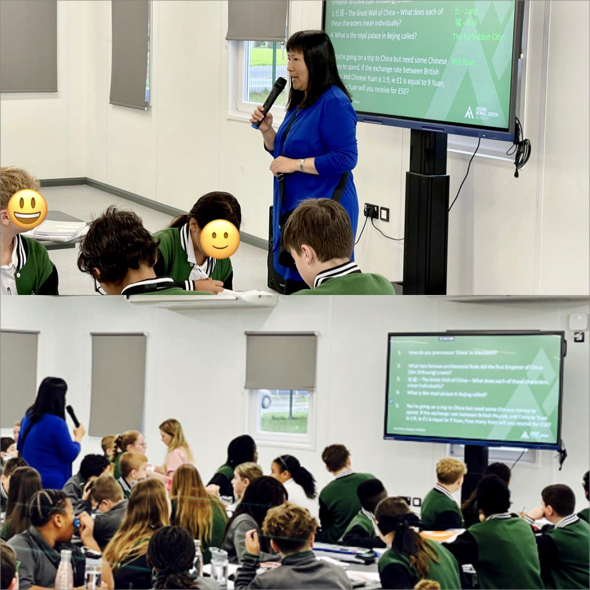The very talented Yichun delivering Mandarin Chinese retrieval practice during morning meeting @DixonsNGA. Our students are 用功 yònggōng! #swire #chinese #Languages