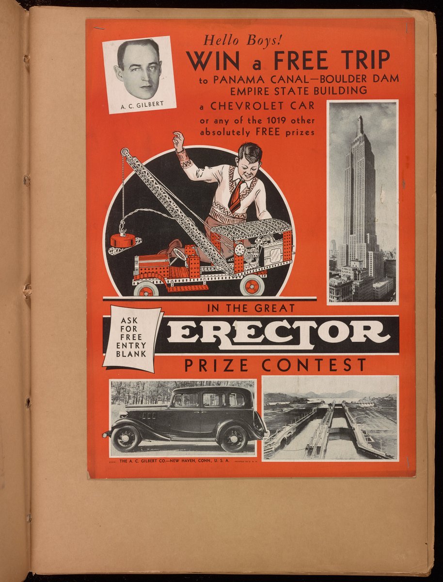 BeineckeLibrary's tweet photo. Scrapbooks related to the A. C. Gilbert Company.
MORE: https://t.co/0y5iZUjagV A. C. Gilbert Company of New Haven was founded in 1909 as the Mysto Manufacturing Company by Alfred Carlton Gilbert @YaleAlumni. It manufactured toys and; small electrical appliances. #NHV https://t.co/rD9F3fkwjZ