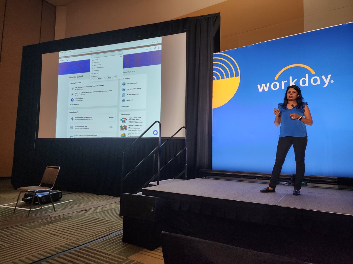 TalkToErik's tweet photo. Poornima Chand rocking the @Workday #Extend and @awscloud integration demo at #WDAYRising #AWS https://t.co/WU5MwJVjVz