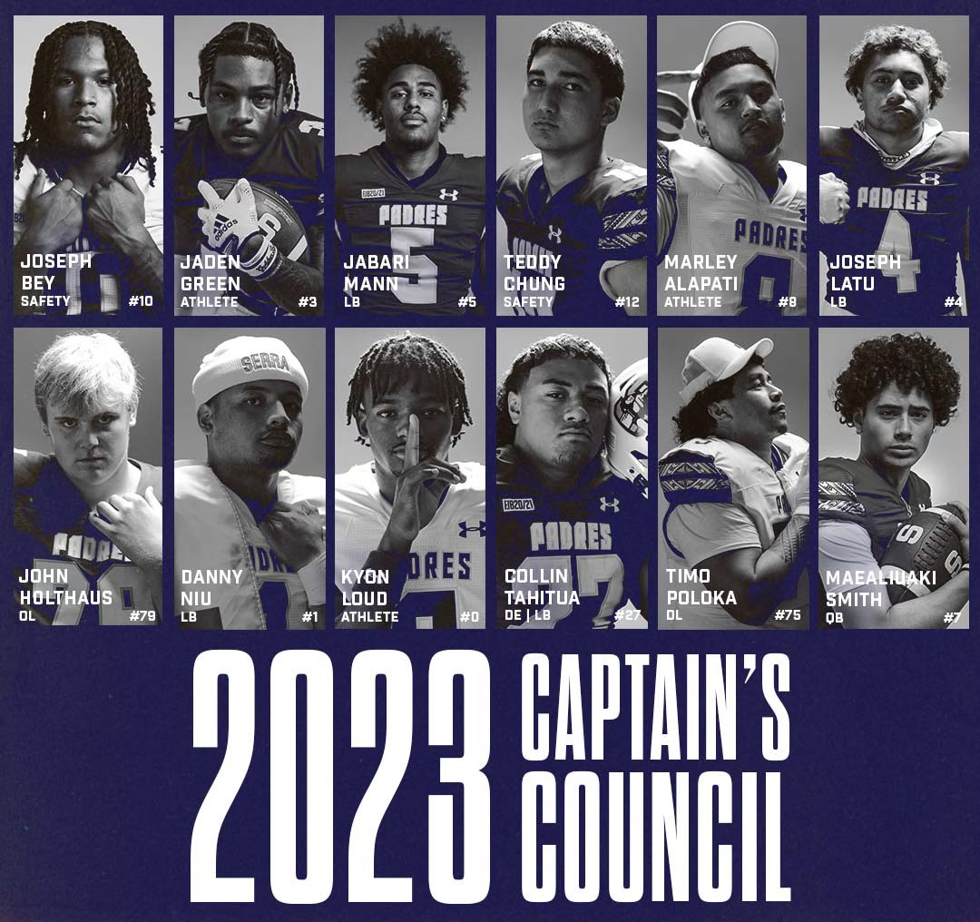 Presenting our Varsity Football Captain Council who will lead us to victory this season! Let's rally behind them, support our team, and together, we'll conquer every challenge that comes our way! Go Padres!