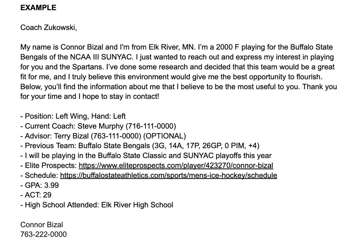 FHAmentors's tweet photo. REACHING OUT TO COACHES

With seasons beginning, now is a good time to reach out to college/junior coaches for future seasons.

COACHES DO NOT WANT TO READ A NOVEL! So, we created this template (+ an example) for players to use that helped both of us get to where we are today 🧵 https://t.co/e5hiLoj9zy