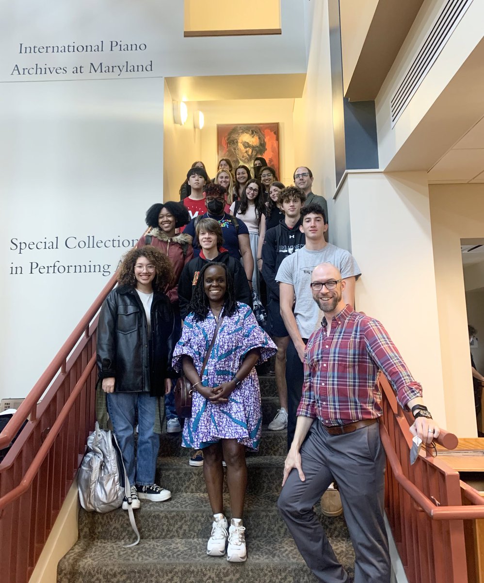 SShonekan's tweet photo. Took my students to visit the Michelle Smith Performing Arts Library (&amp; special collections). Thanks to librarians Drew Barker, Stephen Henry, John Davis, &amp; Ben Jackson for hosting us. What a wonderful resource we have here! @UMDLibraries @TheClariceUMD @umd_arhu @UofMaryland https://t.co/WJ7TgblpTt