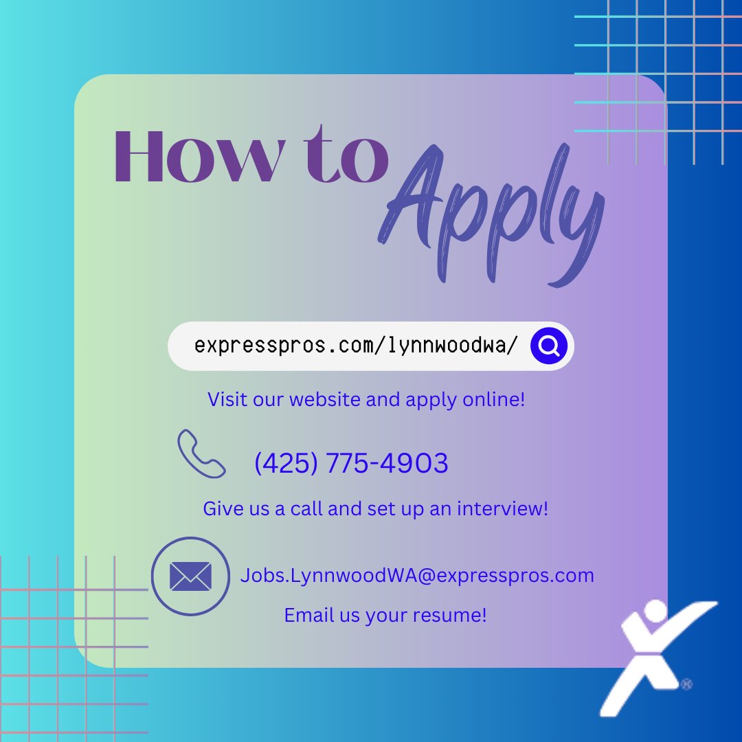 ExpressLynnwood's tweet image. We are eager to assist you in your job search. Here&apos;s how to get the process started!
#ExpressProsLynnwoodWA #HowtoApply #JobSearch