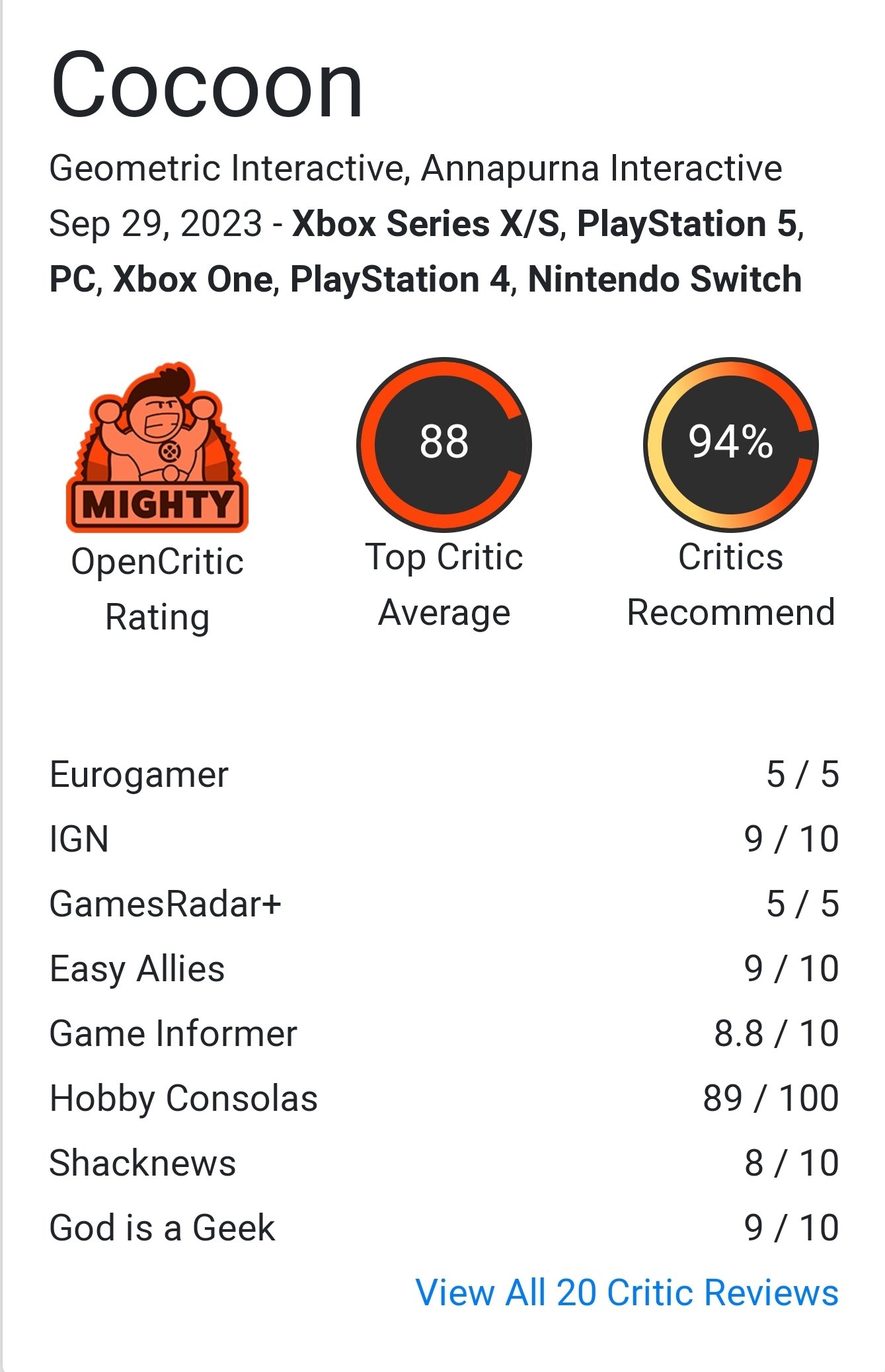 Outer Wilds: Echoes of the Eye - Metacritic