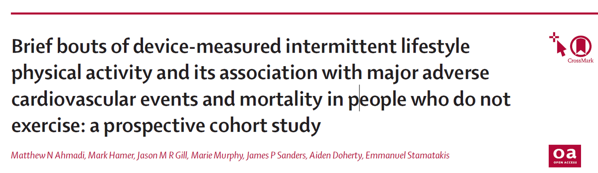 Does bout length of incidental #PhysicalActivity affect risk of #CVD and💀? New @uk_biobank study in @TheLancetPH sciencedirect.com/science/articl… Using #wearables + #MachineLearning to zoom in on the #micropatterns of human behaviour 👋@Matthew_Ahmadi_ @EricTopol #VILPA #exercise