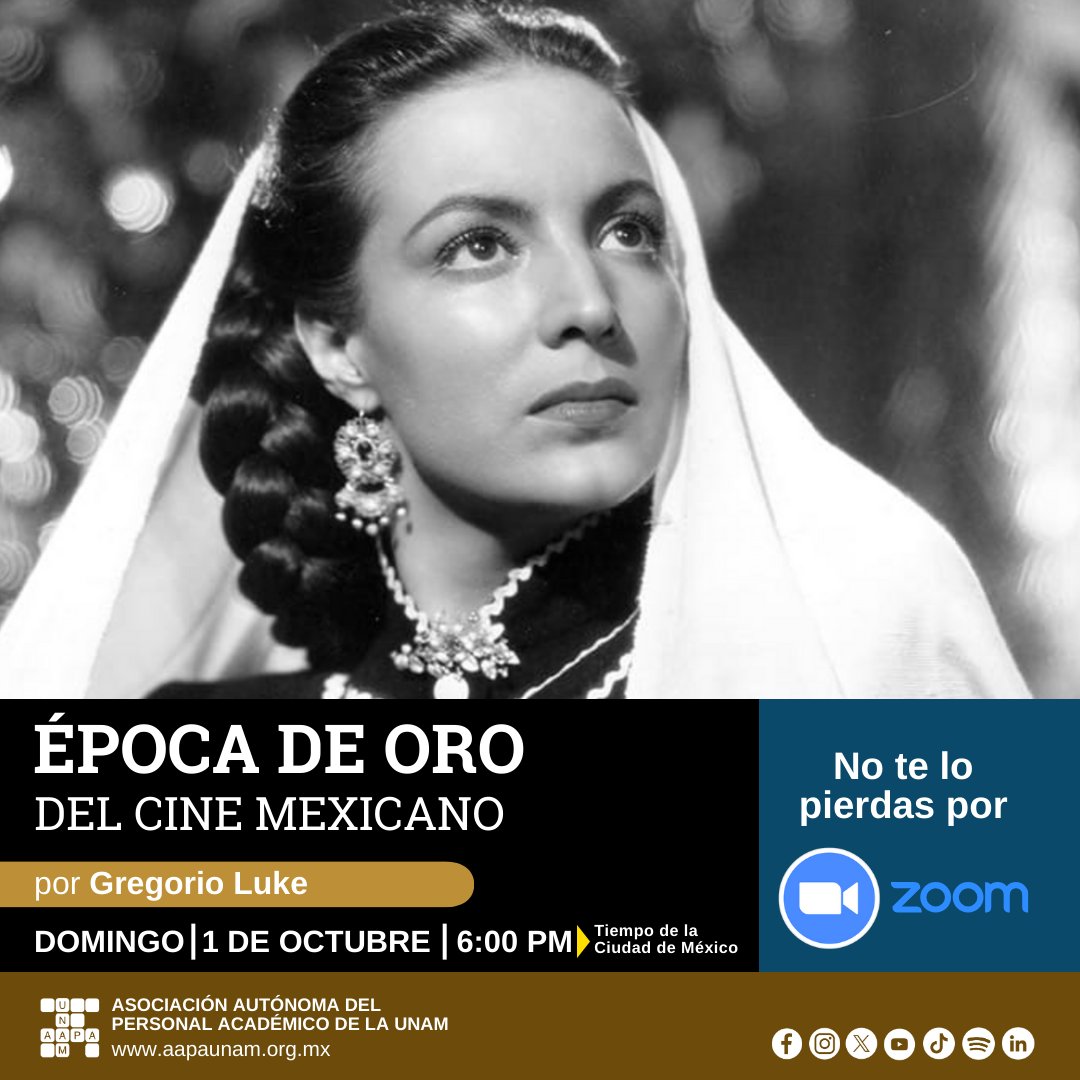 AAPAUNAMOficial's tweet photo. No te pierdas este homenaje, lleno de anécdotas, fotos y sobre todo vídeos que te hará volver a vivir la época de oro del cine mexicano 🤩
Join Zoom Meeting
Meeting ID: 889 4703 2884
Passcode: 564174

#SomosAAPAUNAM #UNAM #GregorioLuke #Épocadeoro https://t.co/7oisXDiyKv