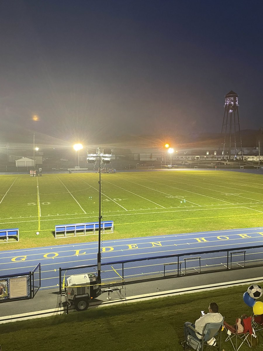 The moon is rising and the beautiful Telescope Water tower lit up!!!! Perfect night for Granville vs. Salem Girls Soccer. Night 4 of lights week followed by the bonfire!!! <a href="/granville_csd/">Granville CSD</a>