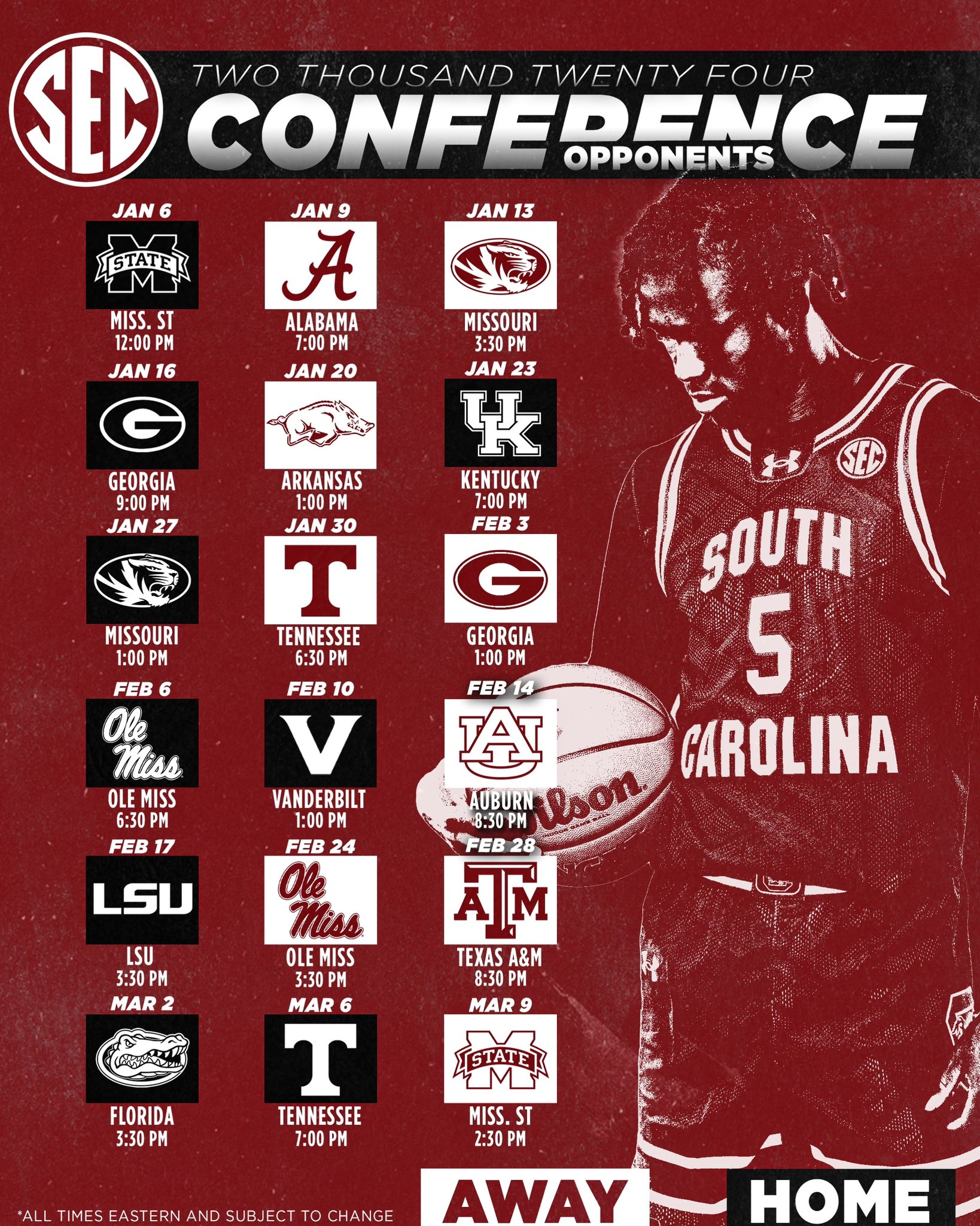 South carolina basketball schedule deals