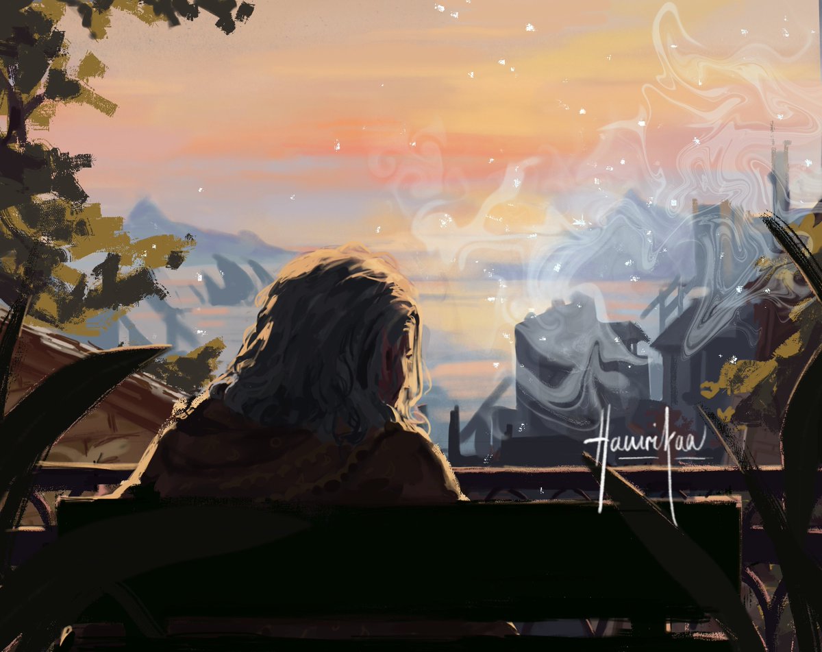Inspired by a comment which said something along the lines of: 
Astarion walking into the dawn, the morning after Tav passes away 

Decided on Astarion bringing dying Tav onto a balcony, so that they could watch a last dawn together ~

#astarion #BaldursGate3 #astarionfanart