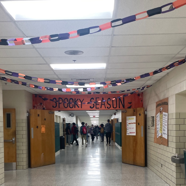 Student voice in action! SSA Leadership class presented to our admin team about decorating the halls for "Spooky Season". Their project was approved and kids went to work! 🦅#thisisNB
