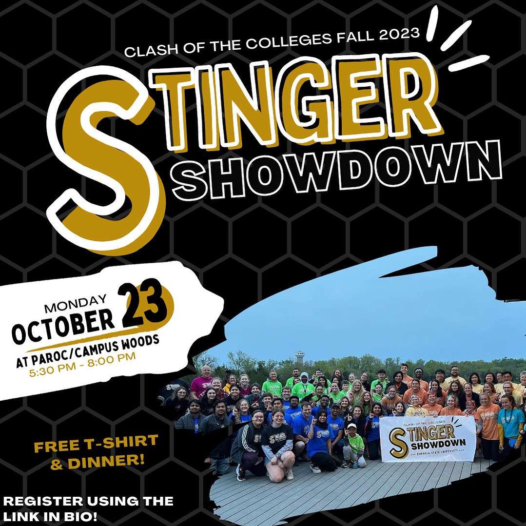 EmporiaStateASG's tweet photo. Second annual Stinger Showdown signups are now open! 

https://t.co/XhhpHey6ZD 

email asgccr@emporia.edu with any questions! https://t.co/lCrNWHeUXA