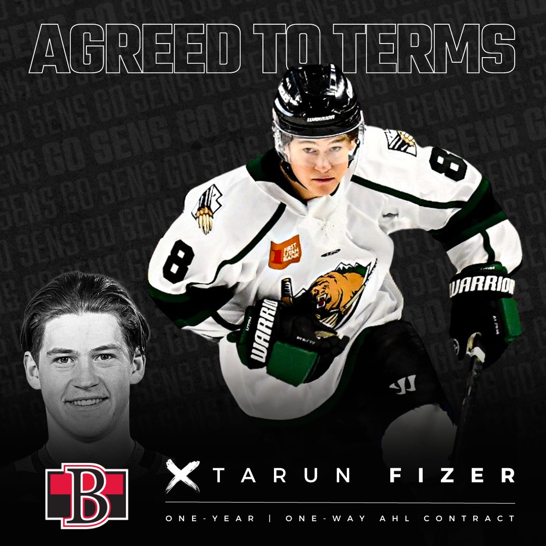 BellevilleSens's tweet photo. NEWS RELEASE: Belleville Sens agree to terms with forward Tarun Fizer on a one-year, one-way AHL contract.

📰 https://t.co/geysGImVJo

#ForTheB https://t.co/Z9A2yNyNrj
