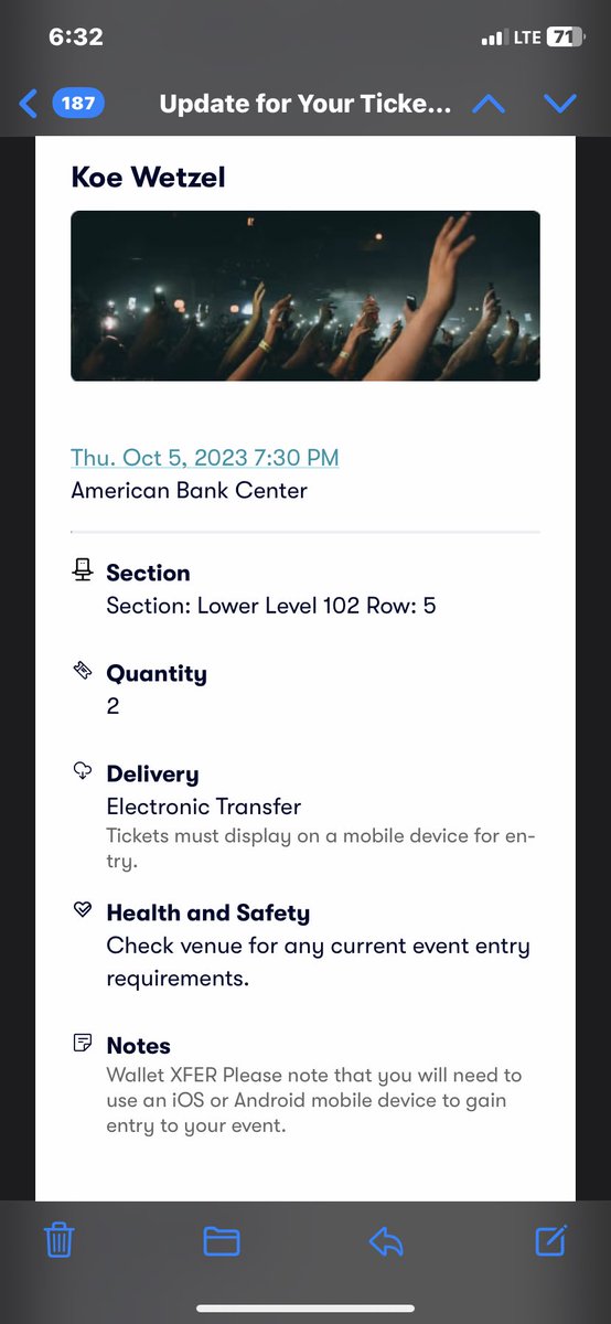 ___dezy's tweet photo. selling 2 koe wetzel tickets for oct 5th $220! better than paying all the extra fees 💘 https://t.co/qrIclHI1iT