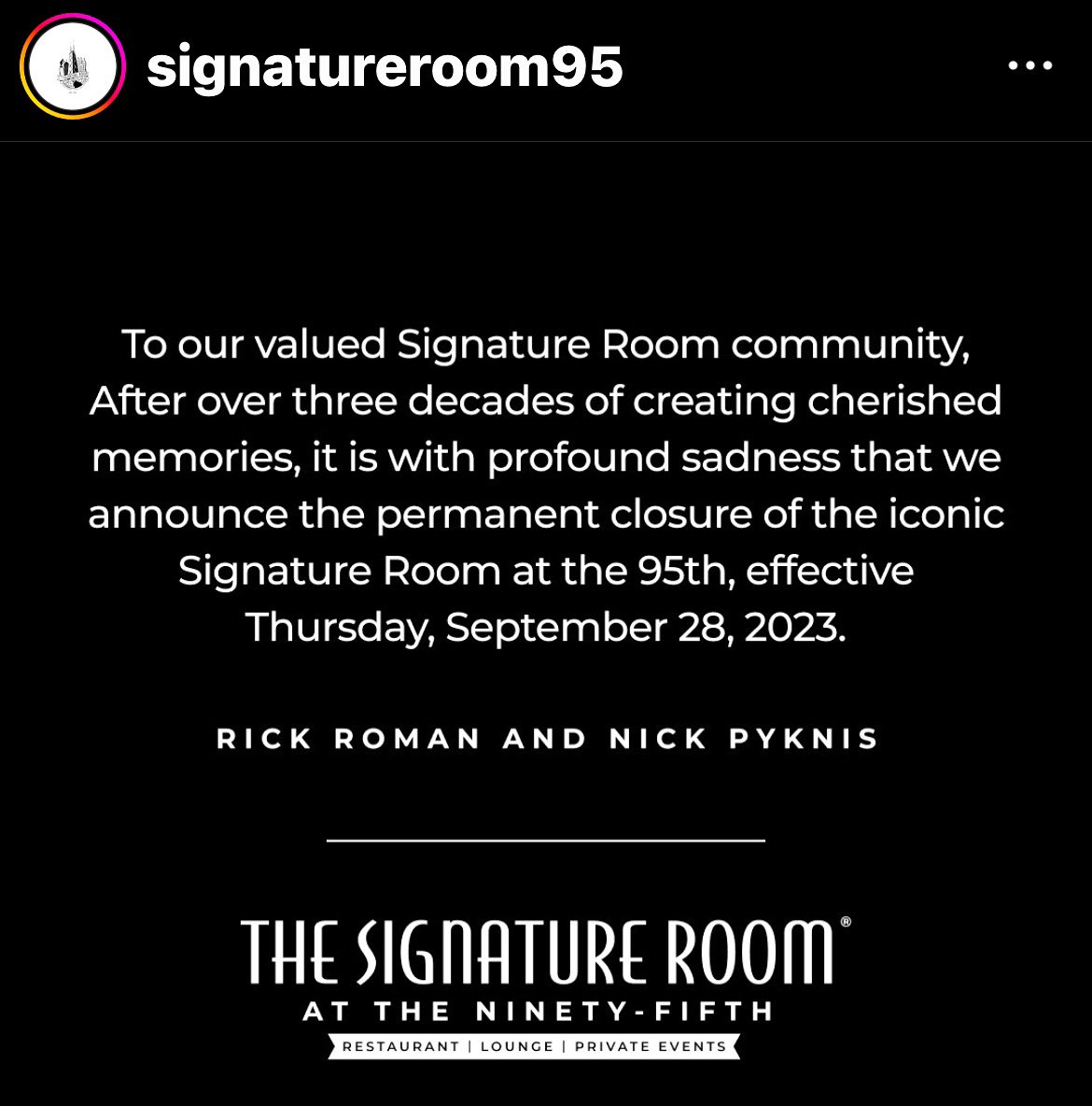 Chicago_History's tweet image. The Signature Room Is Closing Down For Good.

Were You Ever Here?

#ChicagoHistory #SadDay