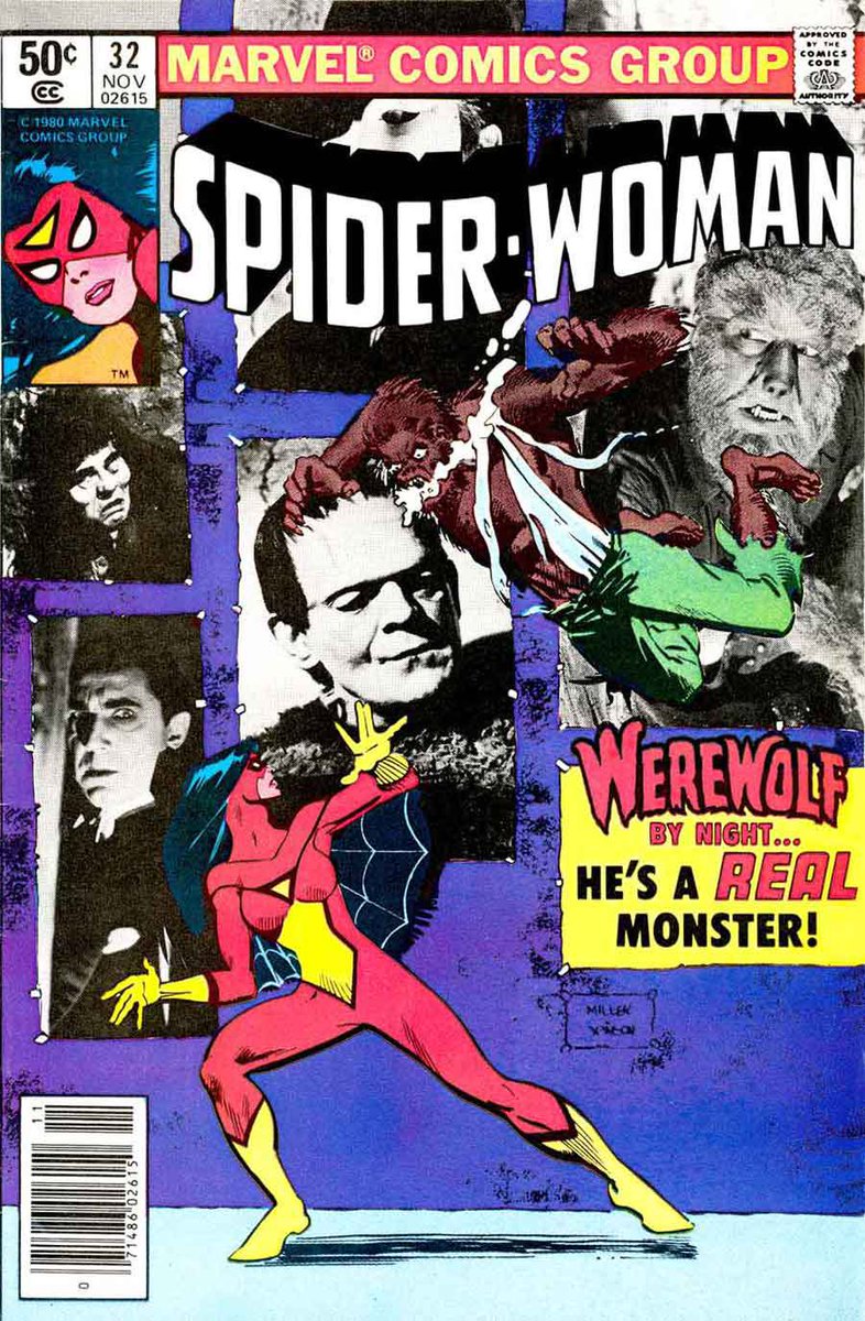 Spider-Woman meets Werewolf By Night! Art by Carmine Infantino, Bob Layton and Frank Miller and Klaus Janson. #SpiderWoman #WerewolfByNight #Marvel #Comics