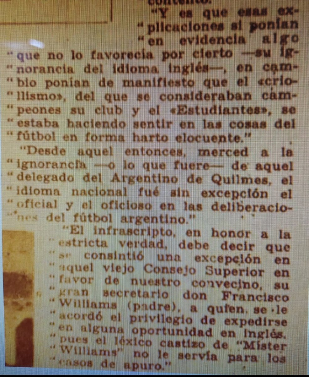 Textos viejos; no recuerdo de dónde lo saqué, pero lo tengo en archivos de <a href="/ArgdeQuilmesOf/">Argentino de Quilmes</a>  y bien vale la pena publicarlo. La lucha de aquellos tiempos de dominio inglés en <a href="/afa/">AFA</a> y el pedido de <a href="/EstudiantesOK/">Estudiantes</a> ante la llegada del primer delegado criollo.
<a href="/ChavoFuchs/">Diego “Chavo” Fucks</a> <a href="/rhdelfutbol/">Revisionismo Fútbol</a>