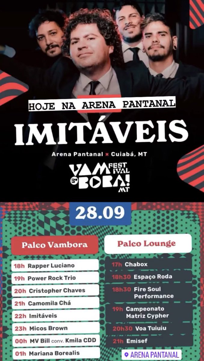 imitaveis's tweet photo. Hoje tem Festival Vambora na Arena Pantanal em Cuiabá-MT! https://t.co/tlHyWgh3t9