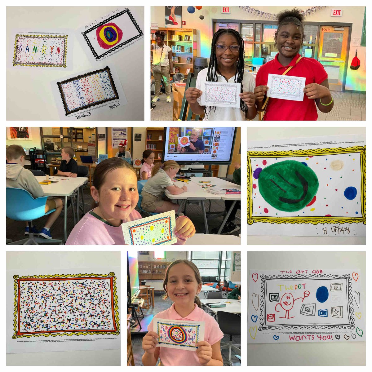 DCMSMediaCenter's tweet image. We’ve been celebrating the 20th anniversary of #InternationalDotDay all month! We’ve read the story, learned about the inspiration behind it, &amp;amp; created our own works of art. 🐊❤️🟢 @DutchmanCreekMS @peterhreynolds #ArtInTheLibrary #DotDayLibrary #MakeYourMark #GrowingLeaders