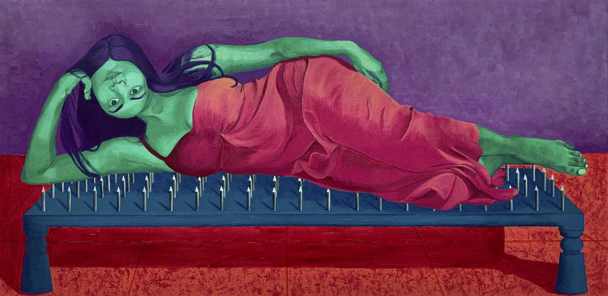 What is the price of love

Art feature of the day! 🔥

To love is to lie on a bed of nails by <a href="/neekita_sin_gh/">Neekita Singh 🙃</a> 

#altart #nft #art