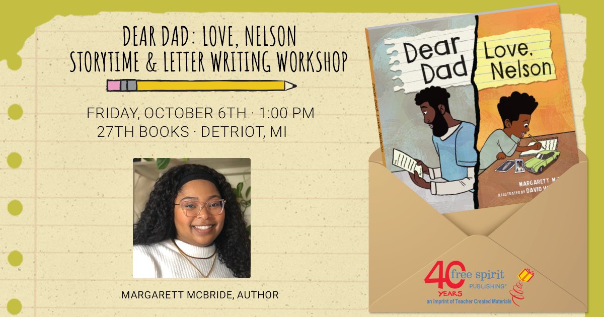 🗓️ Dear Dad: Love, Nelson fans, grab your calendars!

You won't want to miss author <a href="/RenaissanceMars/">Dr. Margarett McBride, Author 📚</a> and her upcoming series of letter-writing workshops and storytime events across Michigan⬇️

-10/3: Ann Arbor District Library
-10/5: Hoyt Library
-10/6: 27th Books