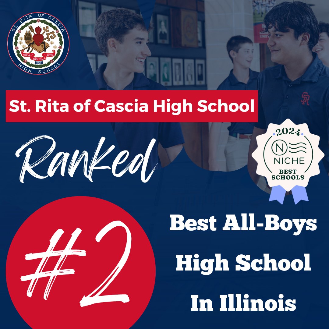 StRitaHS's tweet image. We are excited to announce that we have been ranked the 2nd Best All-Boys High School in Illinois, according to Niche! 

This ranking is based on a rigorous analysis of statistics and millions of reviews from students and parents.

View the full list here: niche.com/k12/search/bes…