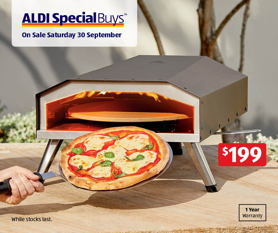 🍕 We've got a 'pizza' your heart! Introducing the Tabletop Pizza Oven, your ticket to perfectly cooked slices, with its gas-powered oven and manual rotary cooking system. On sale thus Saturday 30 September, to.aldi.in/45XSTxO