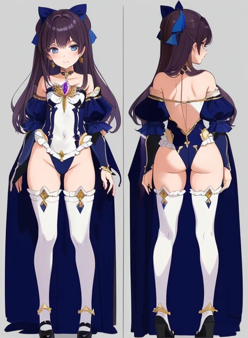 あ! モブっぽいキャラならAIにキャラデザしてもらえばいいじゃん! と思って適当に呪文を唱えて試しにさくっと出してもらったが、どうも同じモデルだと似たような傾向で出てくるようで、まあモブにはいいかな・・・ これはこれで可愛いし 