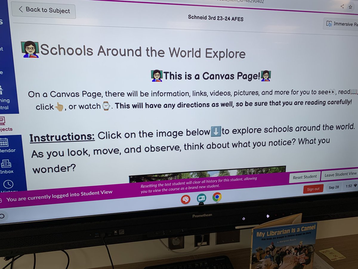 🩷 introducing my ⭐️s to Canvas features 🥳💻! S’s learned about pages &amp; ✈️ all around the 🗺️ to look at 🏫 s using Google 🌍 voyage! #ThirdStarsToTheRight and straight onto to more adventures beyond our classroom walls w/ the power of tech! #AFESStarsAligning @AFESStars