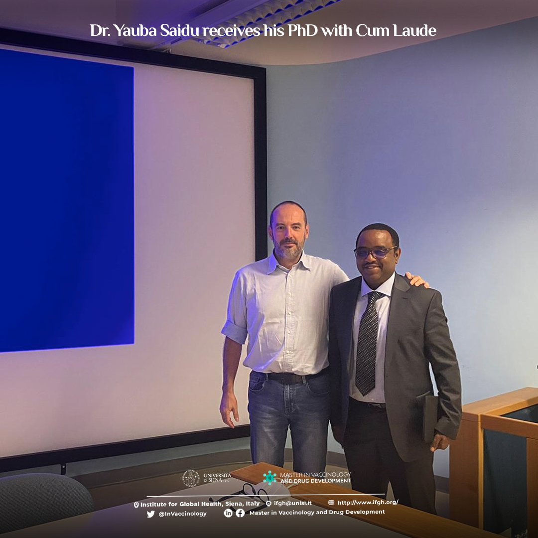InVaccinology's tweet photo. ☑️Dr. Yauba Saidu successfully completed his doctoral studies at the @unisiena , receiving his PhD on September 26. His research focused on “Exploring Barriers to Immunization Coverage within a Sub-Saharan African Setting”.
🌐 https://t.co/1UqDBZQdew
#MasterInVaccinology #IFGH https://t.co/rkeXXfEDC9