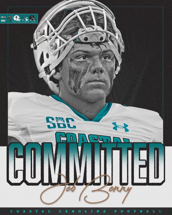 After a great talk with <a href="/CoachDWarehime/">Derek Warehime</a> I’m excited to announce my commitment to play for Coastal Carolina. I would like to thank all the Coastal coaching / recruiting staff helping me along the way. Go Chants 👌🏽👌🏽 <a href="/Coachtimbeck/">Tim Beck</a> <a href="/JeffBarnes52/">Coach Jeff Barnes</a> <a href="/CoachJonWheeler/">Jon Wheeler</a> <a href="/JoshuaOrtegon/">Joshua Ortegon</a>