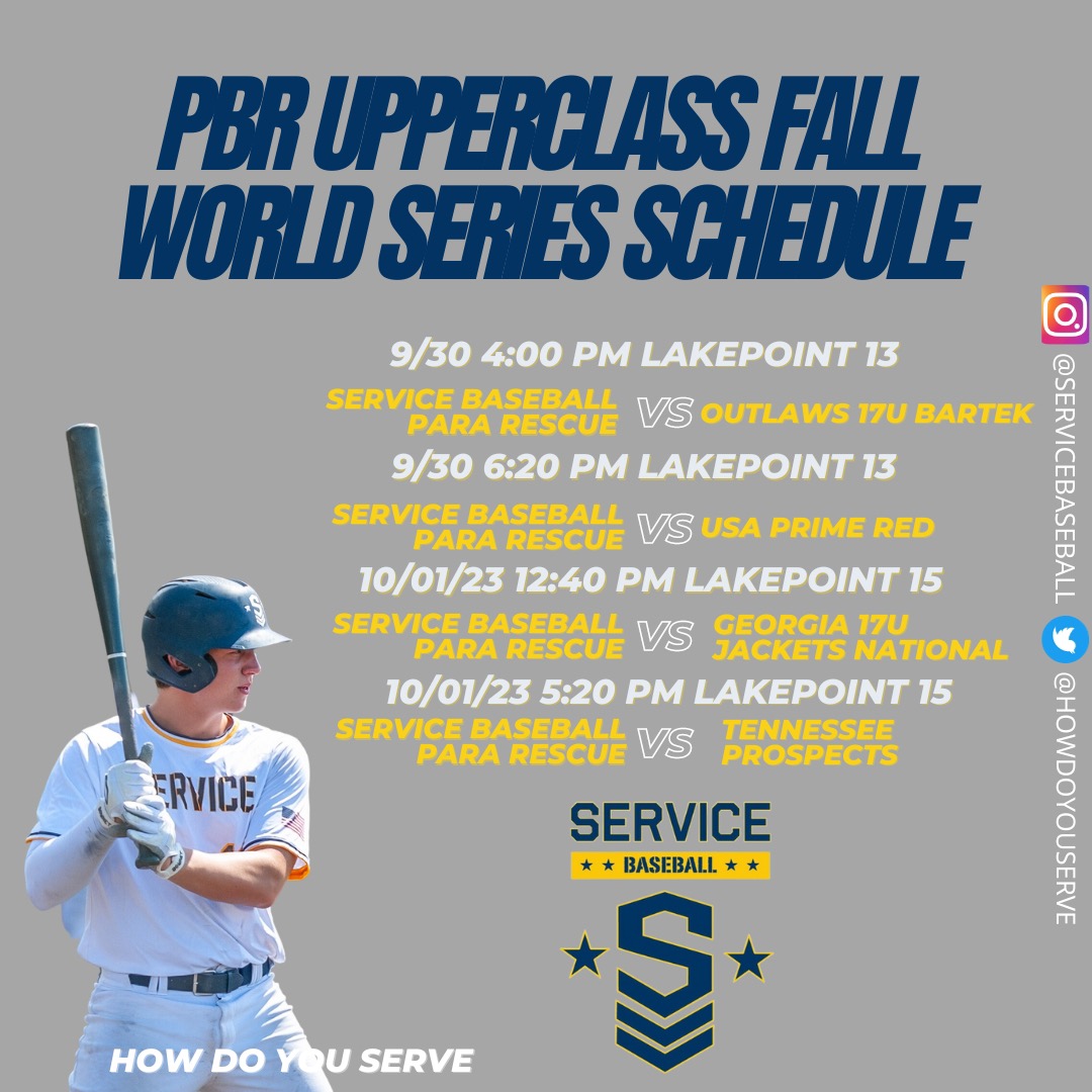 Service Baseball 17u ParaRescue weekend schedule!