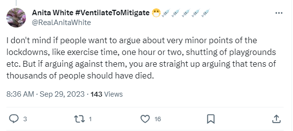 taipan168's tweet photo. Arguing that playgrounds should never have been shut or that outdoor exercise limits were ridiculous is the same as arguing that tens of thousands of people should have died.

Okie dokie. 🤪 https://t.co/yZmWYlvBdA
