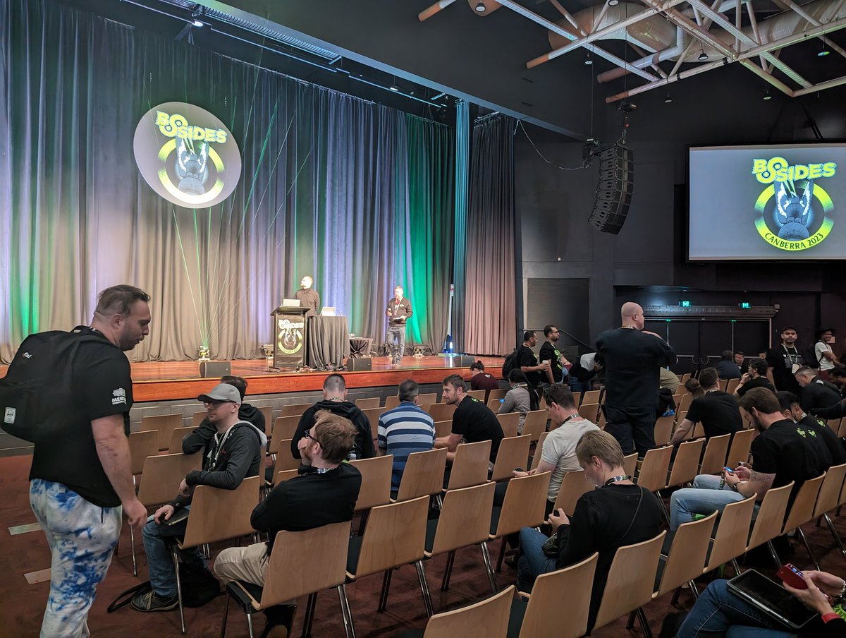 jacibrunning's tweet photo. Excited to be at BSides Canberra for the first time! @kylieengineer @silviocesare - what an event! https://t.co/LkfYTSRHyU