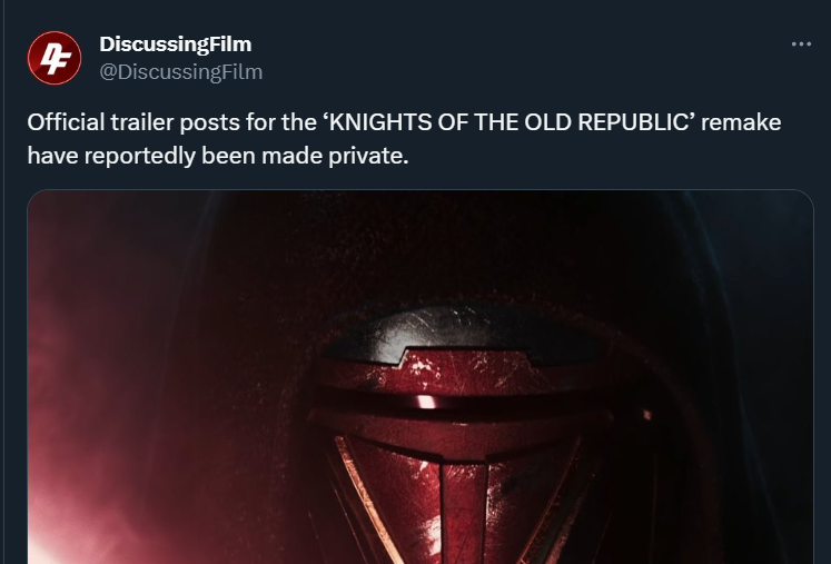 LegacyKillaHD's tweet photo. Yeah... KOTOR Remake is probably cancelled https://t.co/E5szPG3Vf5