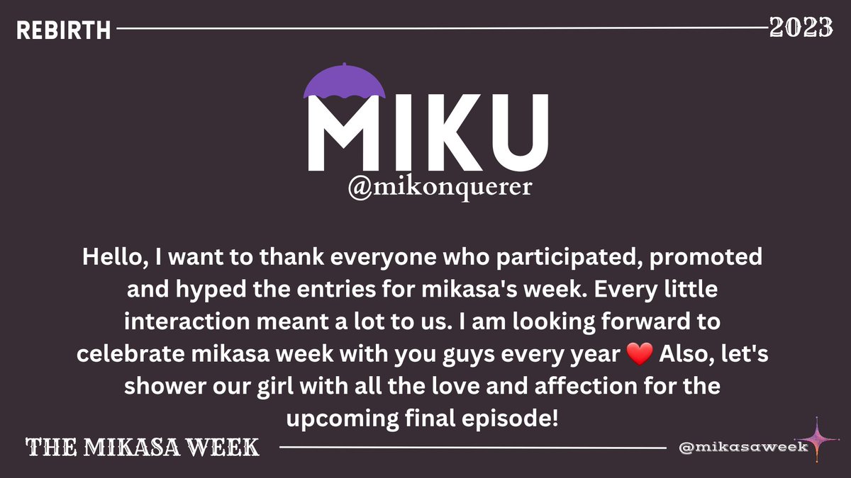 Mikasa Week (@mikasaweek) / Posts / X