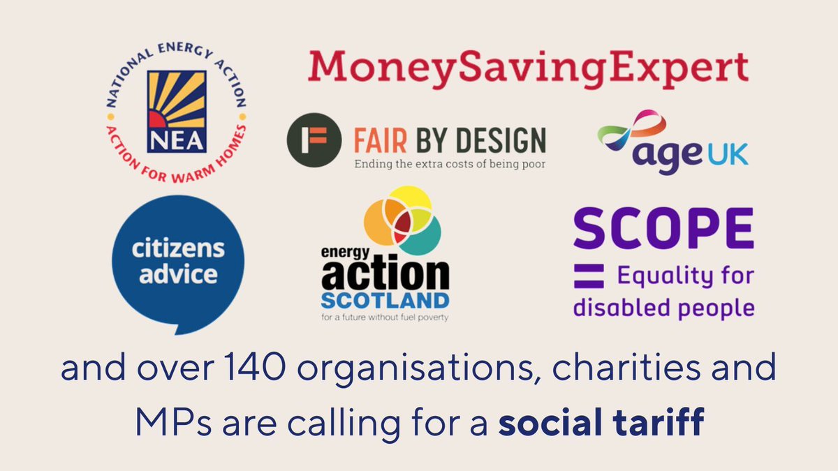 NEA_UKCharity's tweet photo. Today, @nea_ukcharity, @age_uk, @CitizensAdvice, @EAS_Scotland, @FairByDesign, @MartinSLewis, @MoneySavingExp and @scope call on the UK government to consult on a social tariff. Thank you to all who signed our letter. https://t.co/gIAk7FpX8e #SocialTariffSolution https://t.co/TBApKZ6XMr