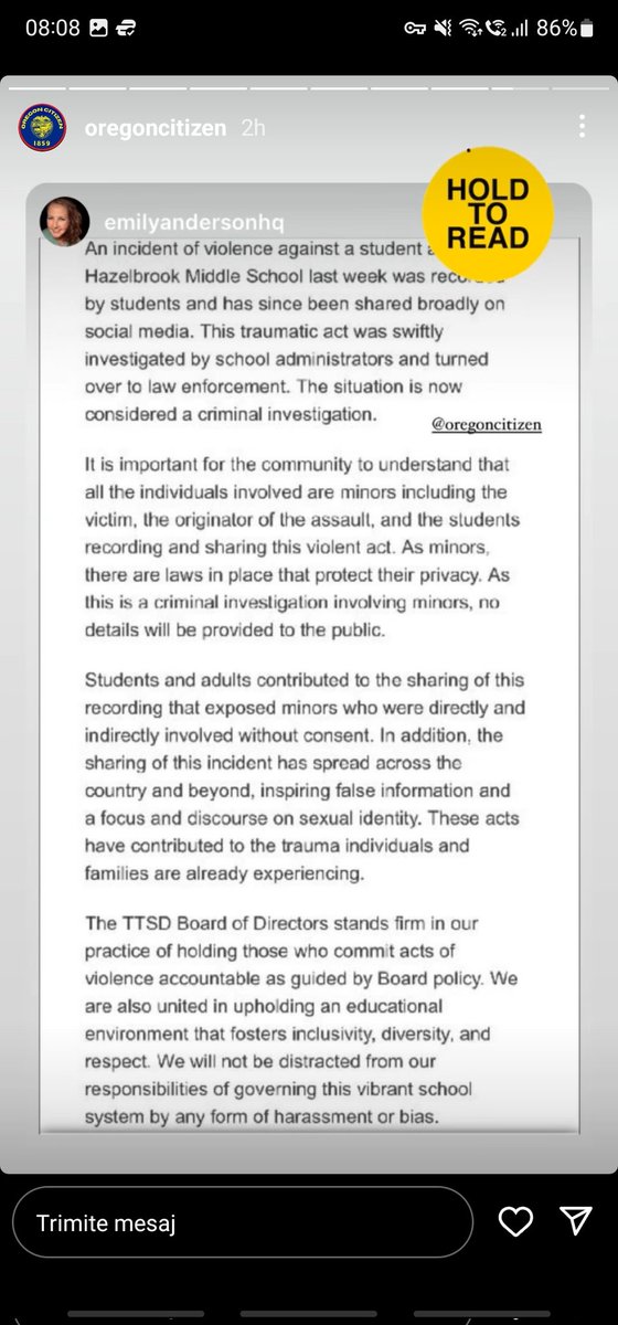 The #Hazelbrook Middle  School Board issued a statement, doubling down on their #inclusion and #Diversity policies. The attacker was also detained.
These people deserve to be in jail next to the attacker. #ProtectOurKids #protectgirls #safespacesforwomen