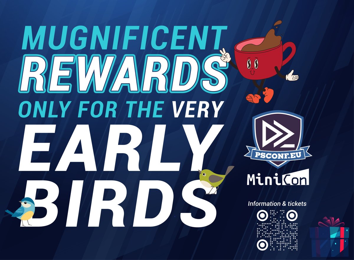 PSConfEU's tweet photo. Buy your tickets to the #PowerShell Conference Europe 2024 during MiniCon and you'll get a mugnificent reward! 🎁

A code valid for 24 hours will be shared during the MiniCon Keynote. Free registration for MiniCon at https://t.co/OBieNMYErE

(limited number of reward available) https://t.co/JrqO6shpBH