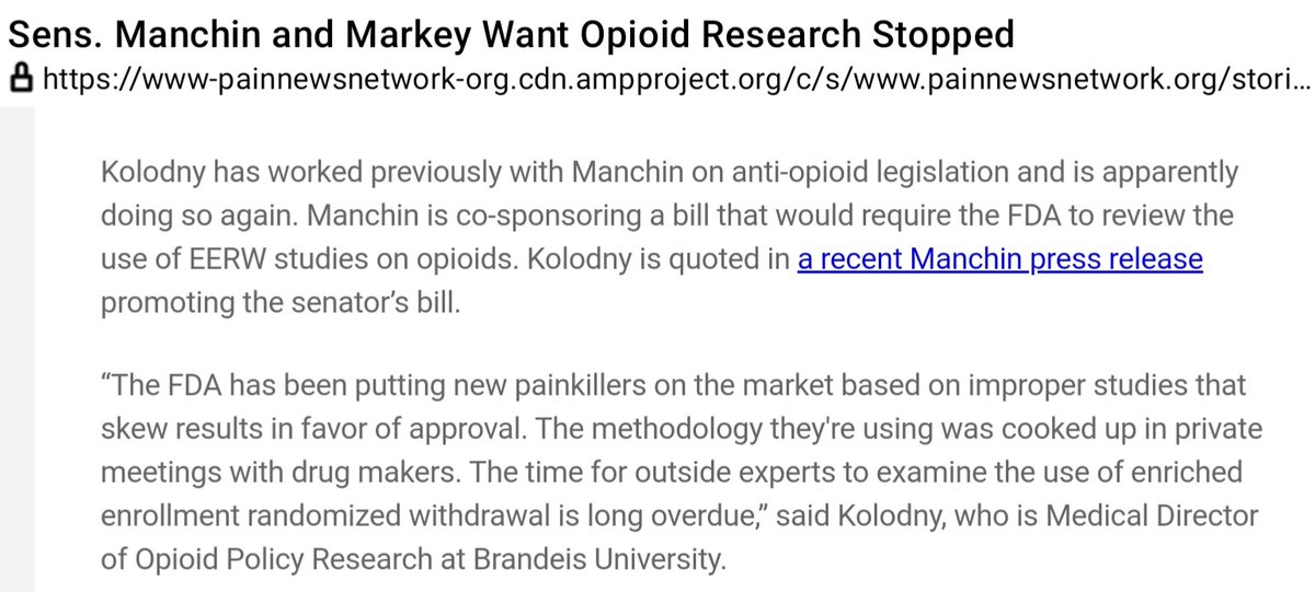 The winner-take-all pistols-at-dawn showdown on Rx painkillers may come sooner than we think.  If the bill co-sponsored by Senators Manchin &amp; Markey wins approval, the FDA will be forced to rescind the authorized status for products like Oxycodone &amp; Hydrocodone.  No doctor ...