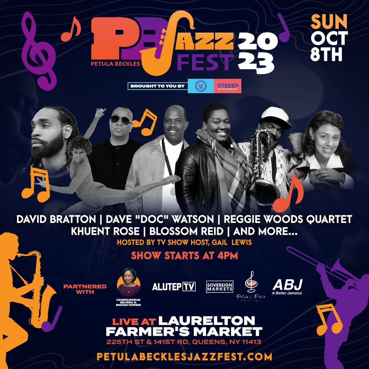 PetulaBeckles's tweet photo. 2023 #pbjazzfest brought to you by STEEEP Advantage services inc. October 8th, 4pm https://t.co/xeeaui9OVo